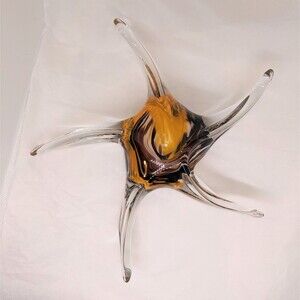 Vintage Hand Blown Glass Starfish Paperweight – Multicolor MCM Decor